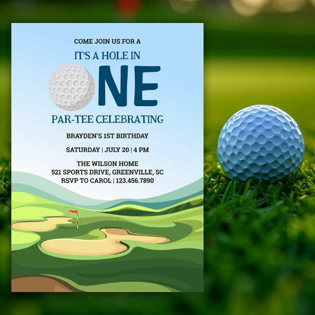 Invitación Agujero moderno en un niño golf Fiesta de cumpleañ (Subido por el creador)
