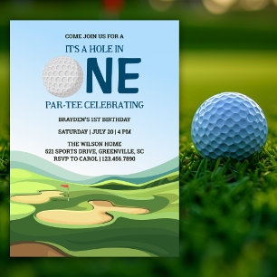 Invitación Agujero moderno en un niño golf Fiesta de cumpleañ