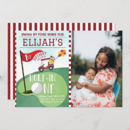Invitación Agujero Rojo En Un Golf Foto De Primer Cumpleaños