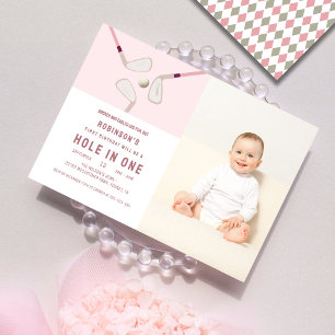 Invitación Agujero rosa moderno en el cumpleaños del golf de