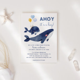 Invitación ¡Ah del barco! ¡Es un niño! Ajuar de bebé en acuar