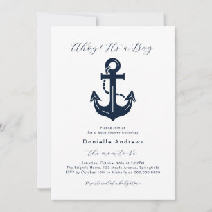 Invitación Ah del barco Es un Niño Ancla Náutica Fiesta de Be