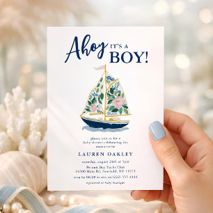 Invitación ¡Ah del barco! ¡Es un Niño! Baby Shower Costero en
