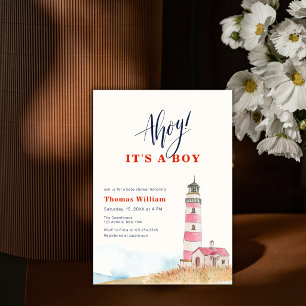 Invitación ¡Ah del barco! Es un niño. Cumpleaños de bebé faro