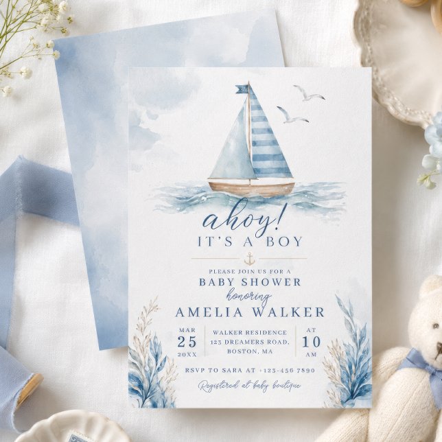 Invitación ¡Ah del barco! Es un Niño: Fiesta de Bebé (Subido por el creador)