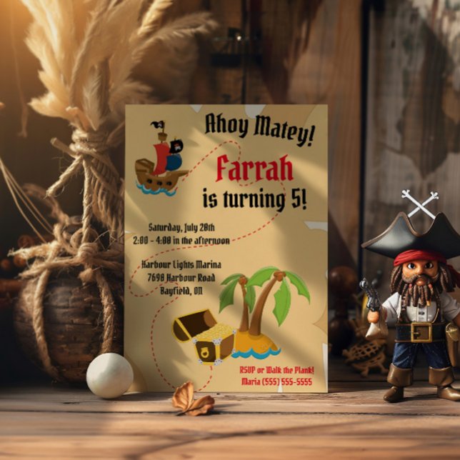 Invitación ¡Ah del barco! Fiesta de cumpleaños infantil con t (Subido por el creador)