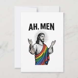 Invitación Ah Men Funny Orgullo Gay LGBT Jesús Arcoiris