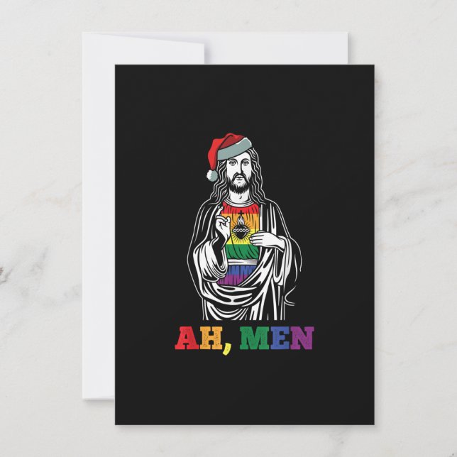 Invitación Ah Men Navidades Graciosos Orgullo LGBT-Q XMas Jes (Anverso)