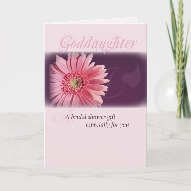 Invitación Ahijada, margarita nupcial del rosa de la ducha (Anverso)