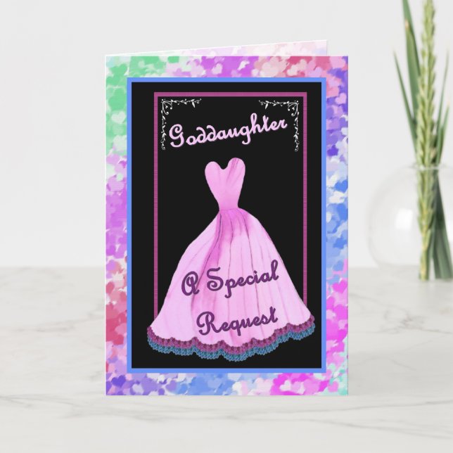 Invitación AHIJADA - sea mi vestido menor del ROSA de la dama (Anverso)
