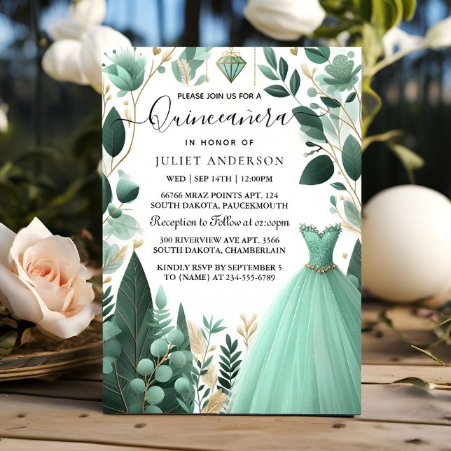 Invitación Ahora Árboles Moneda de oro Glam Esmeralda Verde Q (Subido por el creador)