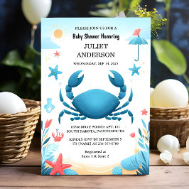 Invitación Ahora Beach Ocean Catch Marina Blue Crab Baby Show
