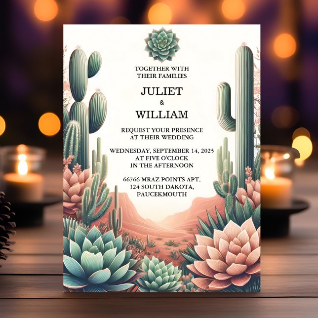 Invitación Ahora el Boda de Cacti, el desierto de la hoja ver (Subido por el creador)