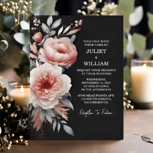 Invitación Ahora el Rosa del Jardín Peony Pink Boho de la Sed