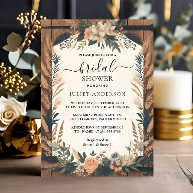 Invitación Ahora Garden Spring Wood Boho Rustic Bridal Shower (Subido por el creador)