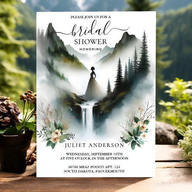 Invitación Ahora lluvia fluvial nubes Smoky Mountain Bridal S (Subido por el creador)