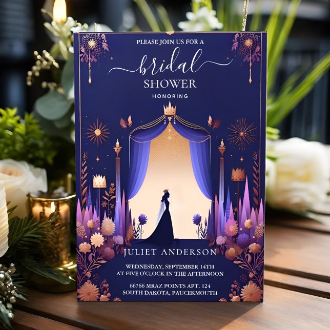 Invitación Ahora lujo de Fuchsia Crown Royal Blue Bridal Show (Subido por el creador)