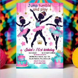 Invitación ahora moderno lindo Jump chica gimnasia 10 cumplea