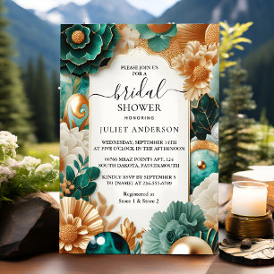 Invitación Ahora Monstera Esmeralda Verde Y Ducha De Novias O