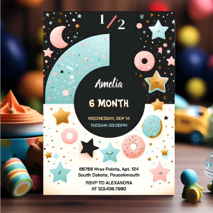 Invitación Ahora niño Chica 6 meses Fiesta medio año medio cu