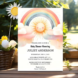 Invitación Ahora niño Rosa Único Cielo Nublado Sunshine Baby 