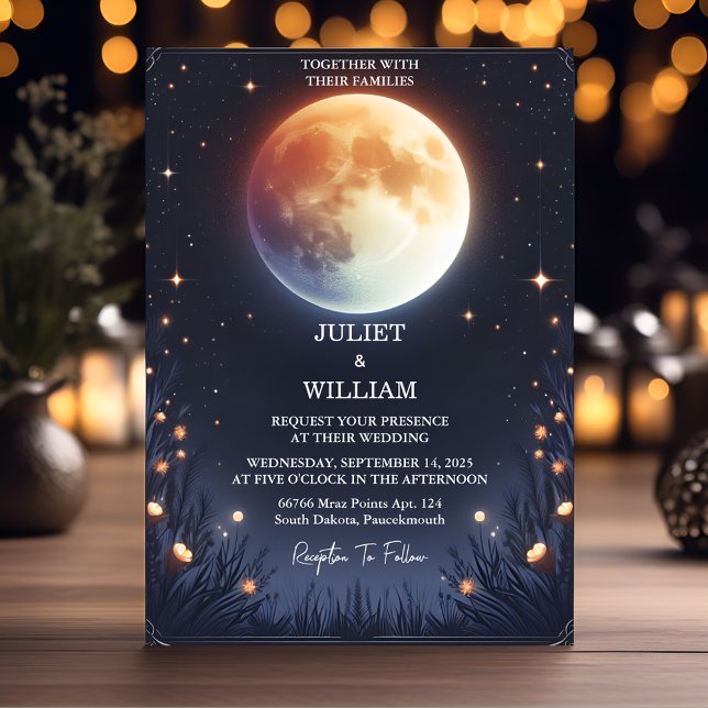 Invitación Ahora Noche Sunset Stars Moon Cloud Twilight Boda (Subido por el creador)