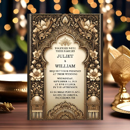 Invitación Ahora Palacio Hindi Henna Mehndi Boda de estilo in