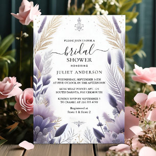 Invitación Ahora Pluma Cae Lavanda Verano Sage Bridal Ducha