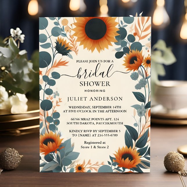 Invitación Ahora Rústico Jardín Verdor Sunflower Bridal Showe (Subido por el creador)