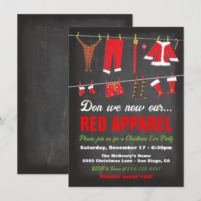 Invitación ¿Ahora somos Navidades de ropa roja? (Anverso / Reverso)