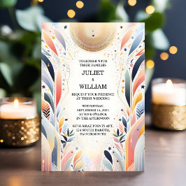 Invitación Ahora Stars Glam Bright Pastel Ombre Purpurina Bod