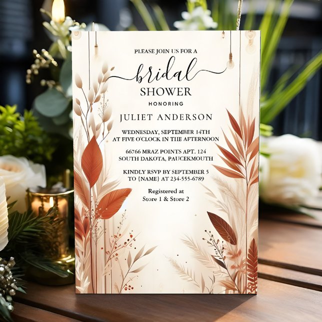 Invitación Ahora un Boho rústico Otumn Ombre Brown Bridal Sho (Subido por el creador)