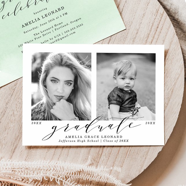 Invitación Ahora y después, fiesta de graduación de foto verd (Subido por el creador)