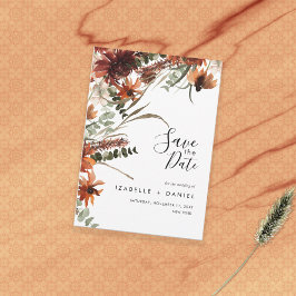 Invitación Ahorra la fecha de boda rústica natural de terraco