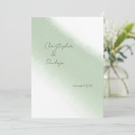 Invitación Ahorra la Fecha de Caligrafía Acuarela Verde Salvi