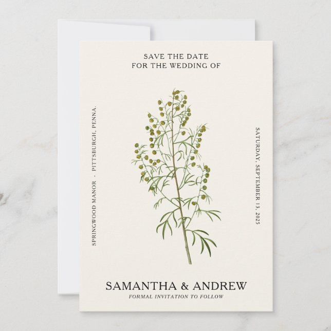 Invitación Ahorra la fecha floral vintage (Anverso)