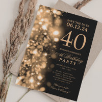 Ahorra la fecha Glam Oro Cumpleaños 40
