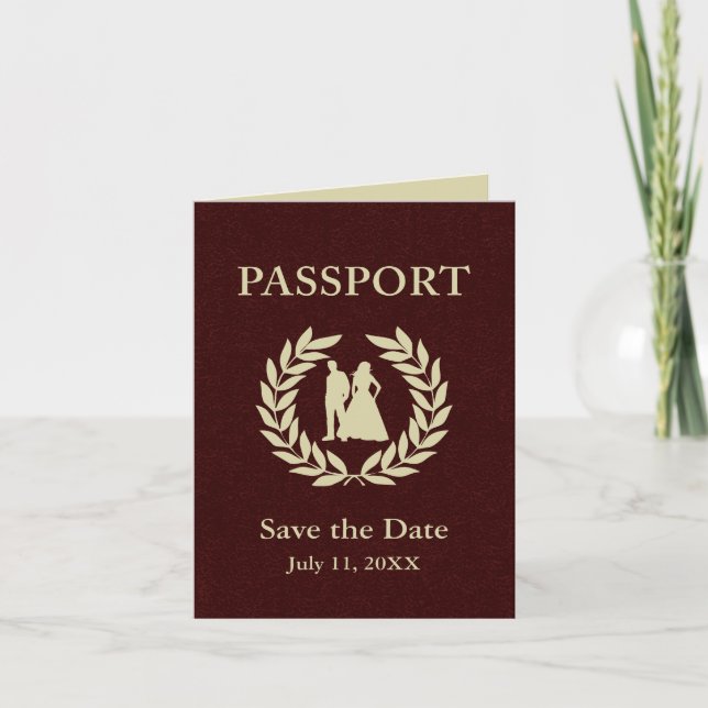 Invitación ahorre el pasaporte del boda de la fecha (Anverso)