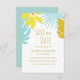 Invitación Ahorre la fecha de boda botánica tropical verde