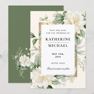 Invitación Ahorre la fecha de boda de eucalipto verde salvia