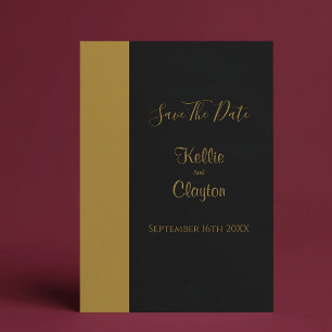 Invitación Ahorre la fecha de boda minimalista con barra dora