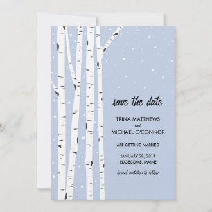 Invitación Ahorre la fecha del árbol de abedul y la nieve