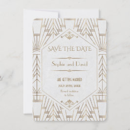 Invitación Ahorre la fecha en oro blanco real Gran Gatsby