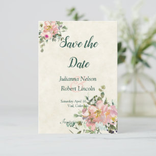 Invitación Ahorre la fecha floral acuarela blush y cascarón d