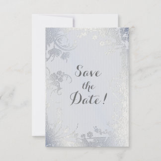 Invitación Ahorre la fecha floral destello de plata
