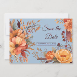 Invitación Ahorre la Fecha Floral Rústica Acuarela de Otoño