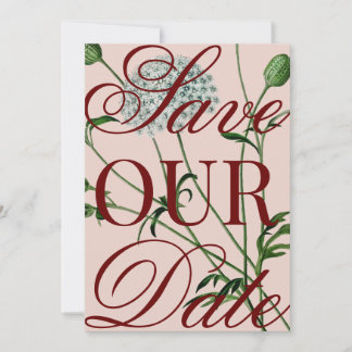 Invitación Ahorre la fecha floral vintage sobredimensionado