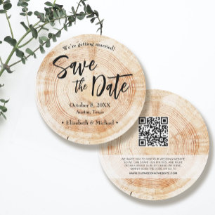 Invitación Ahorro de boda de madera rústica con sitio web