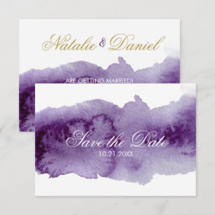 Invitación Ahorro de Fecha de Acuarela de Violeta Ultra