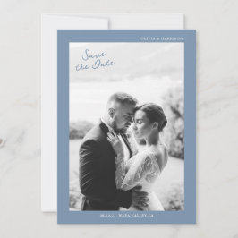Invitación Ahorro de fecha de boda azul polvoriento